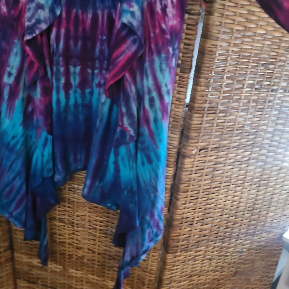 Jammin On Tie-Dye Jacket Open Front Pockets Women's Size L Heart Design Tie Dye - Picture 5 of 7